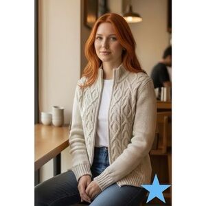 Elegant Cream Cable Knit Cardigan